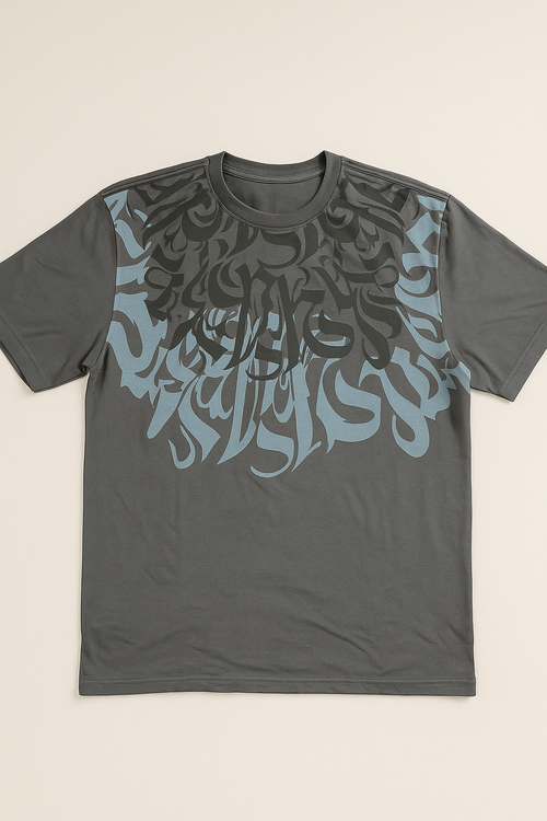 Grey calligraphy T-shirt